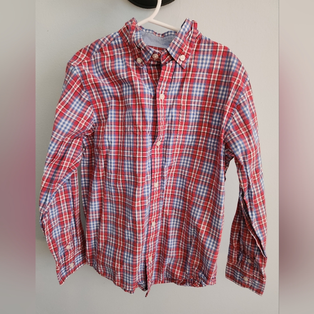 Janie and Jack Red and White Plaid Shirt